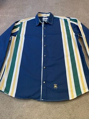 DWFH Navy Button-Up Shirt with Yellow Trim - XL